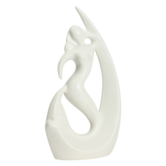 White Ceramic Mermaid Statue - Elegant Home Decor Accent