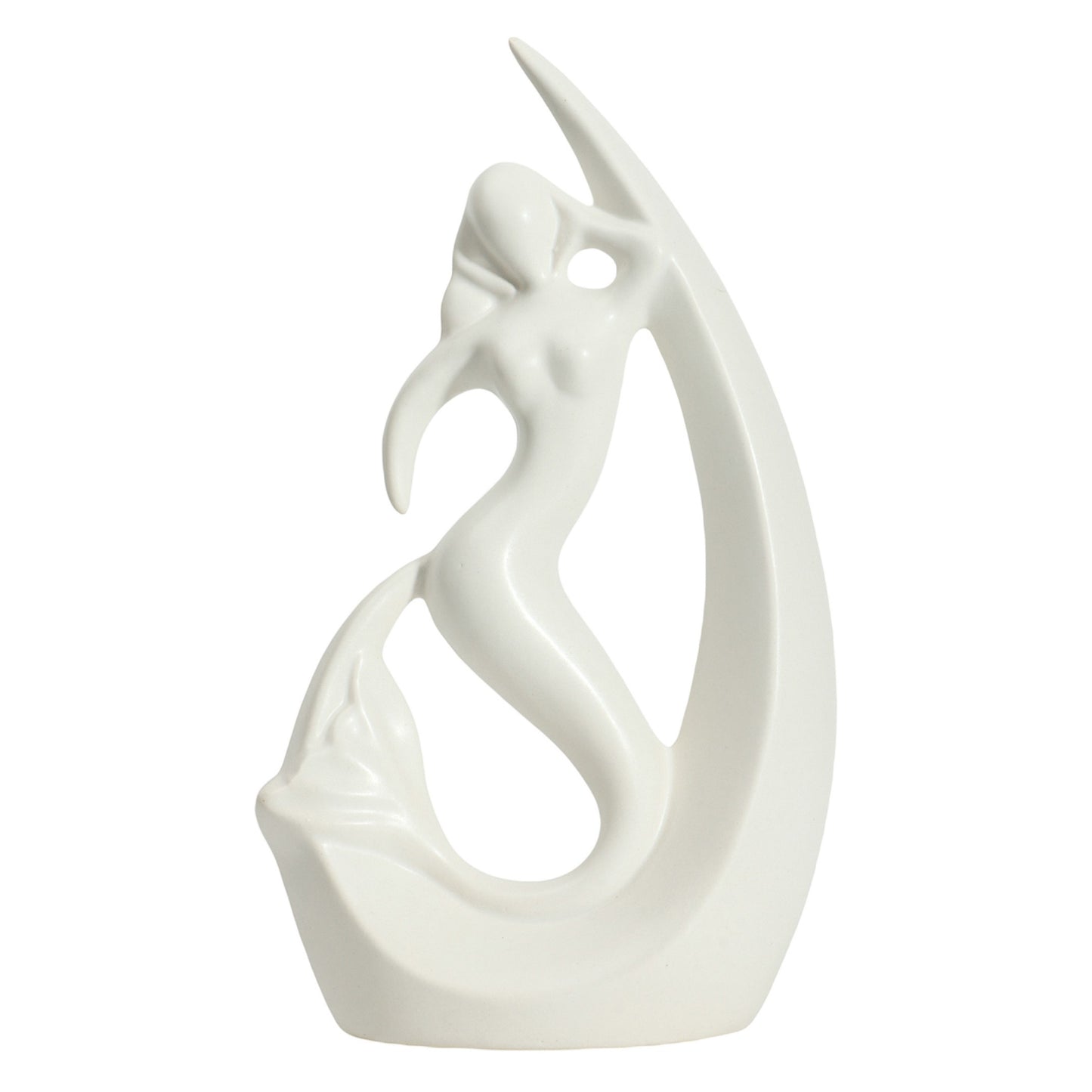 White Ceramic Mermaid Statue - Elegant Home Decor Accent