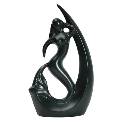 Black Ceramic Mermaid Statue - Elegant Home Decor Accent